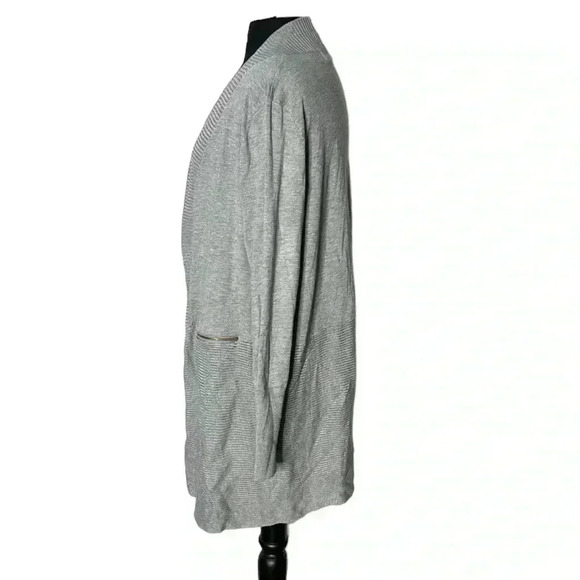 Magaschoni Open Front Long Cardigan Sweater Grey Size L - Picture 4 of 7